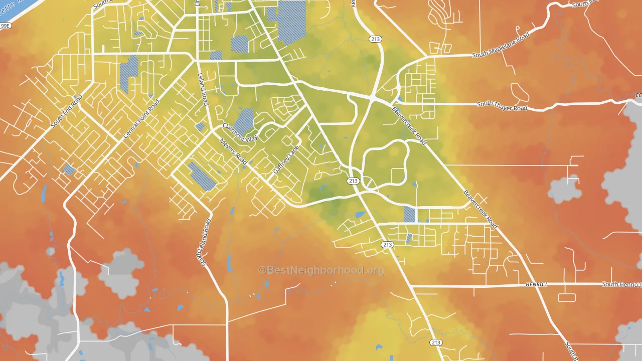Bike Grade map of Gaffney Lane, Oregon City, OR