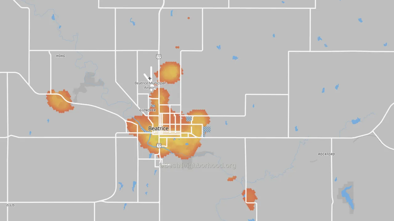 Bike Grade map of Gage County, NE