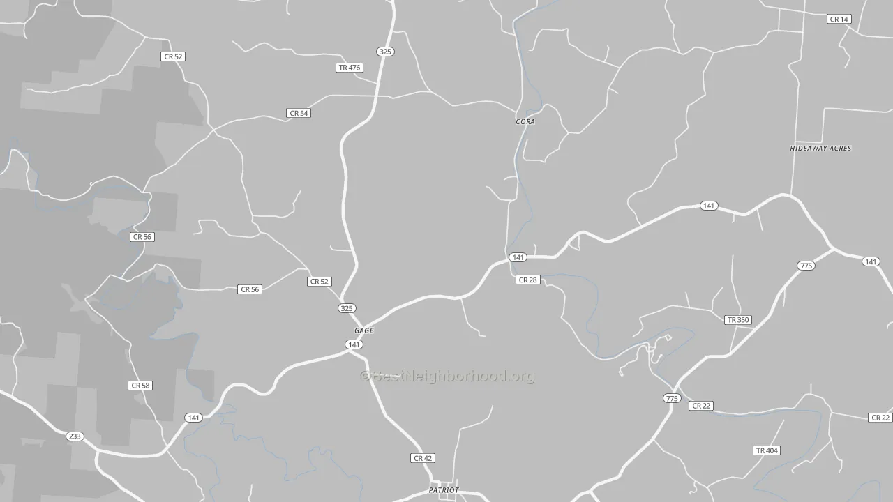Bike Grade map of Gage, OH