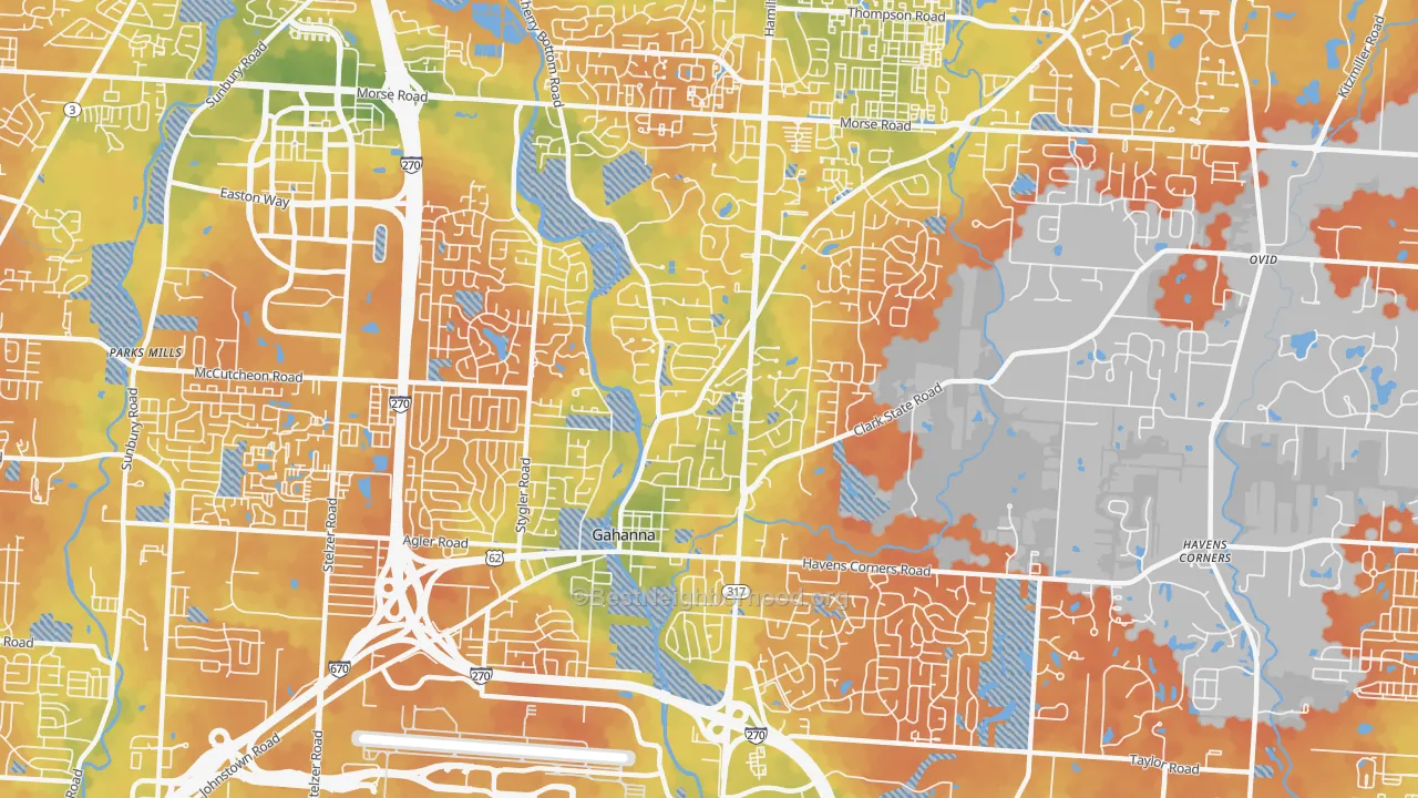Bike Grade map of Gahanna, OH