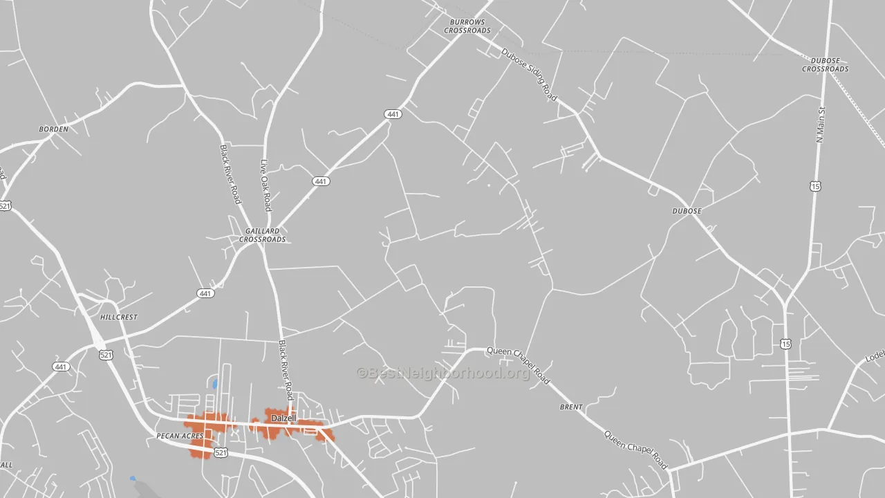 Bike Grade map of Gaillard Crossroads, SC