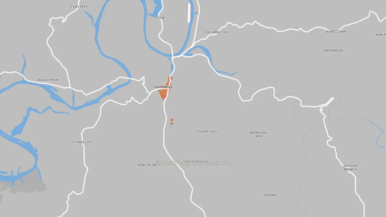 Bike Grade map of Gainesboro, TN