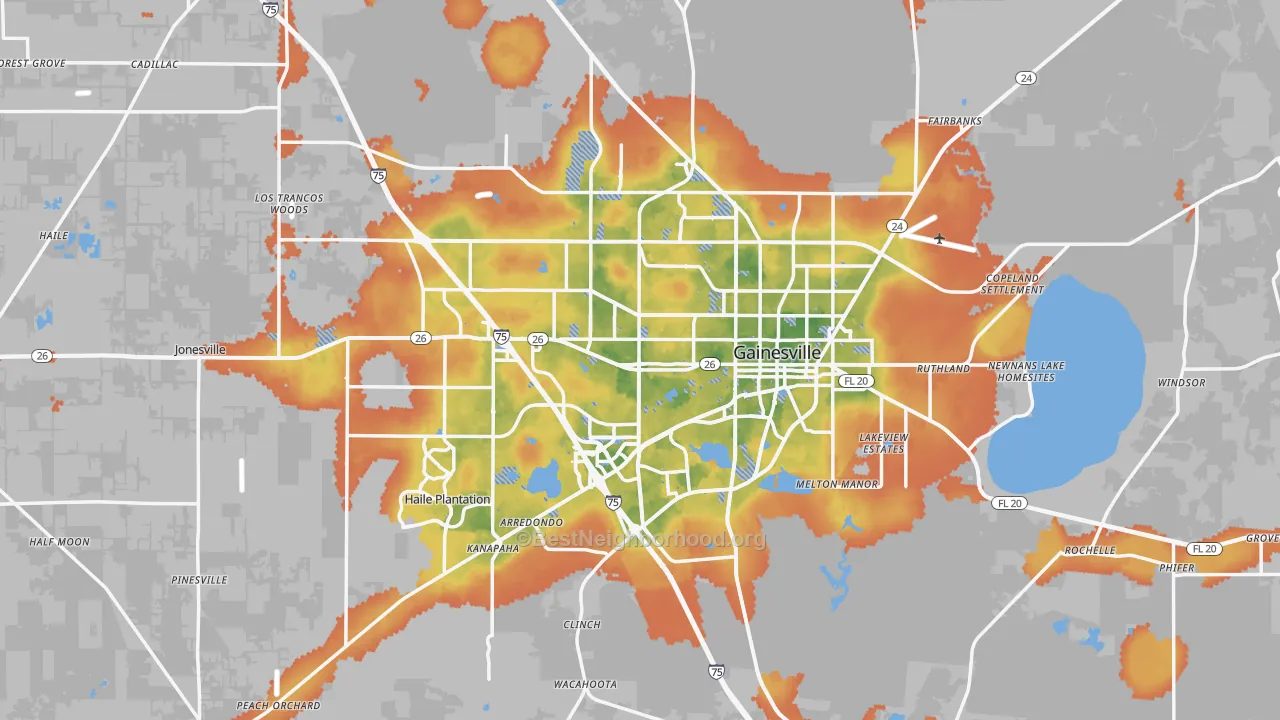 Bike Grade map of Gainesville, FL