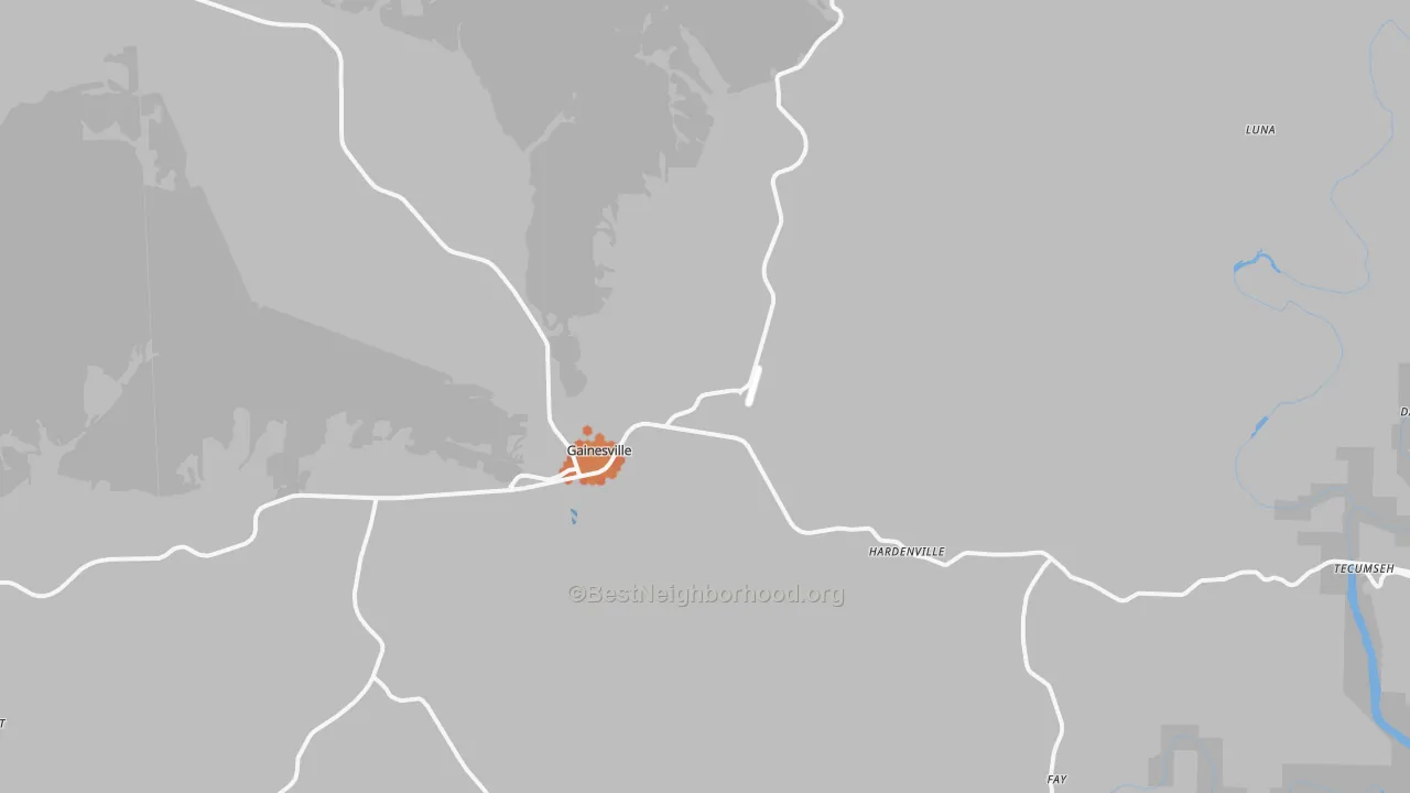 Bike Grade map of Gainesville, MO
