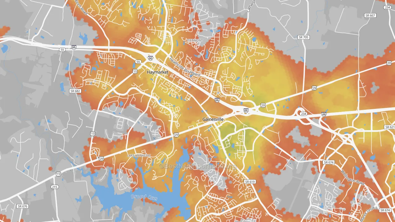 Bike Grade map of Gainesville, VA