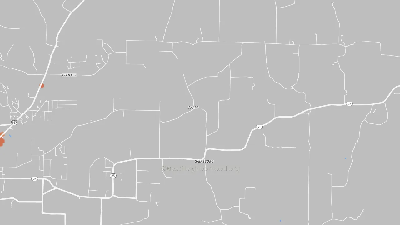 Bike Grade map of Gainsboro, AR