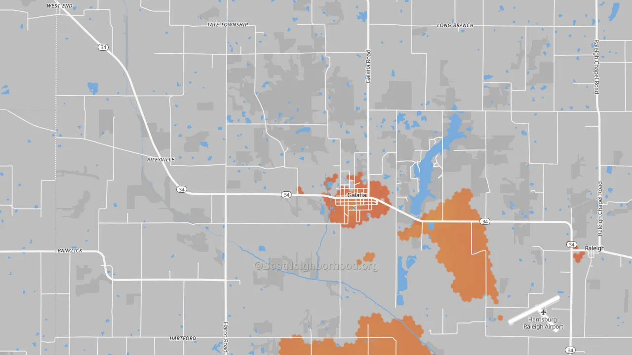 Bike Grade map of Galatia, IL