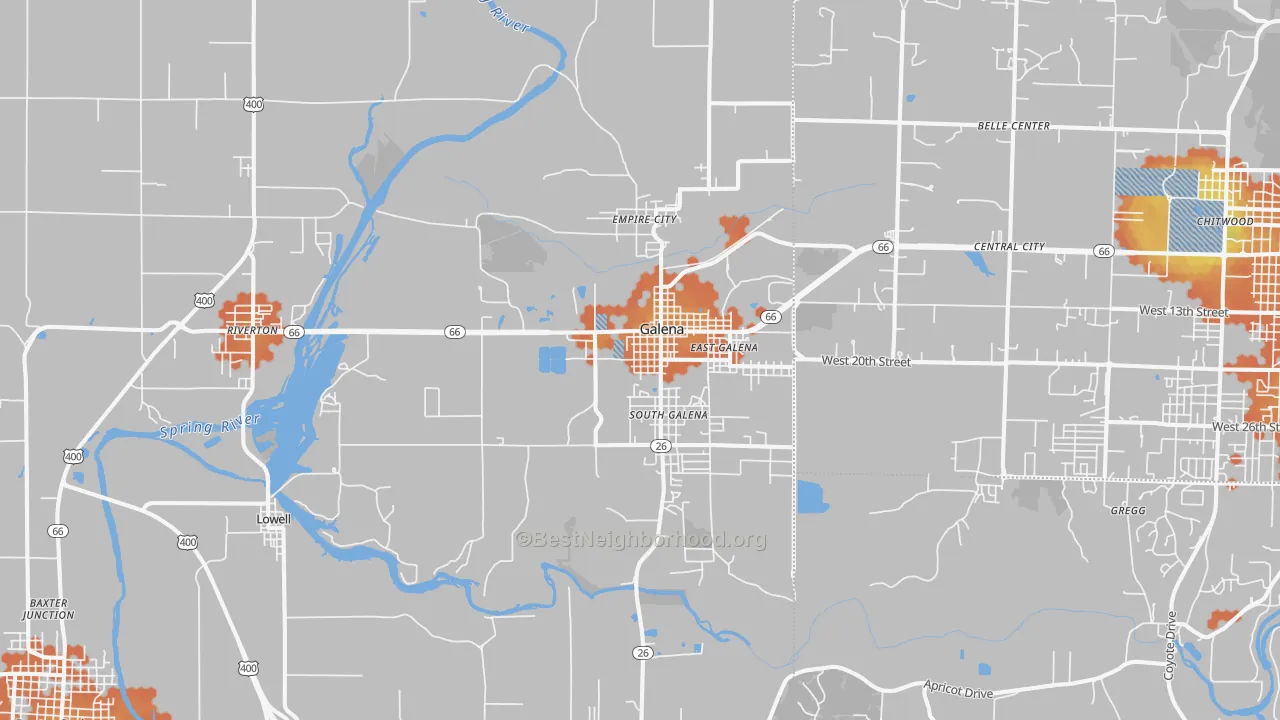 Bike Grade map of Galena, KS