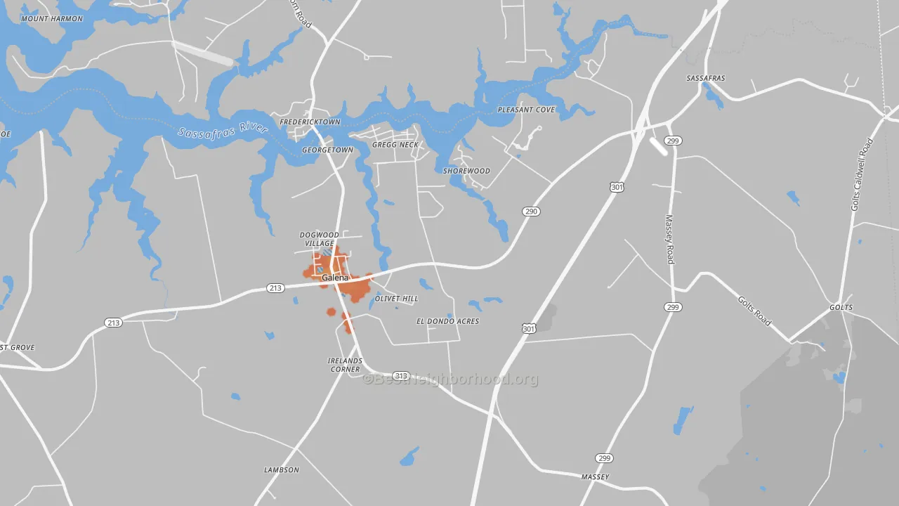 Bike Grade map of Galena, MD