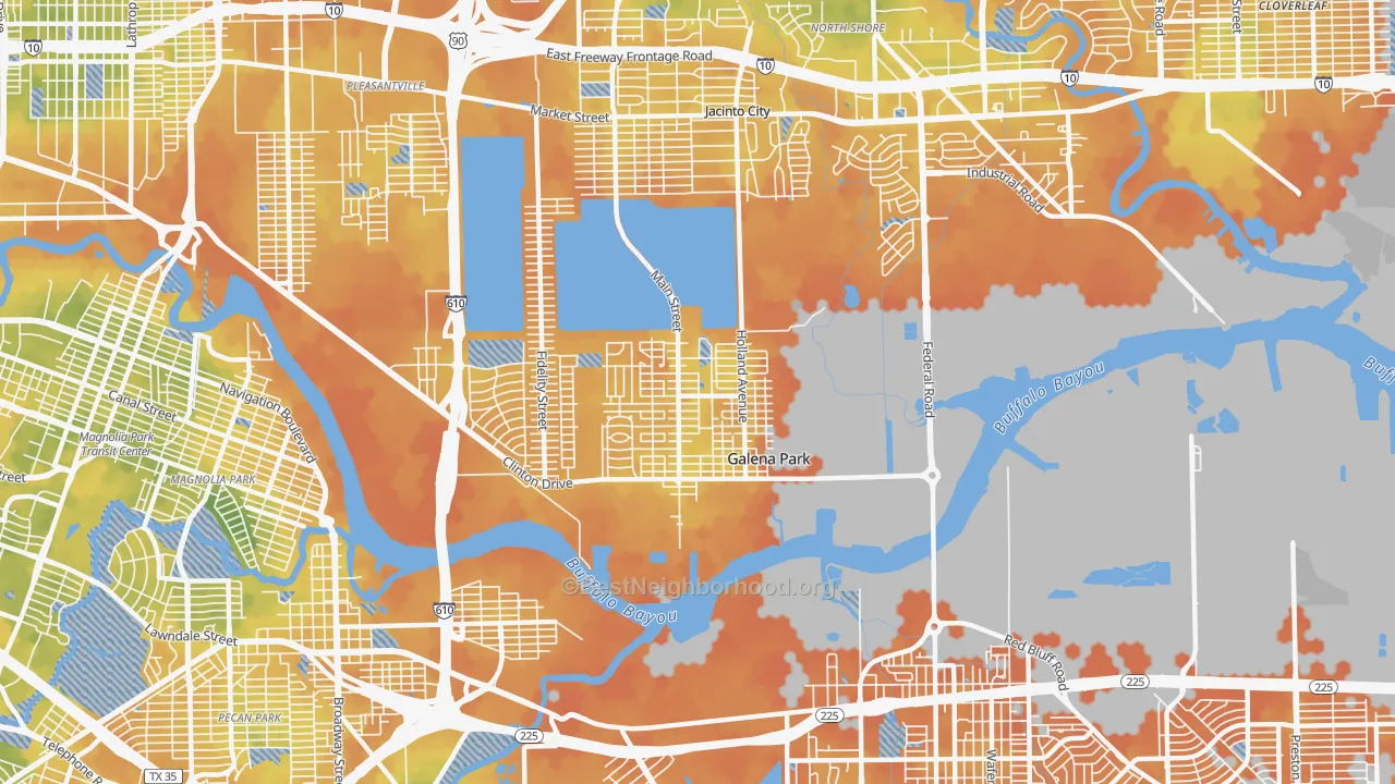 Bike Grade map of Galena Park, TX