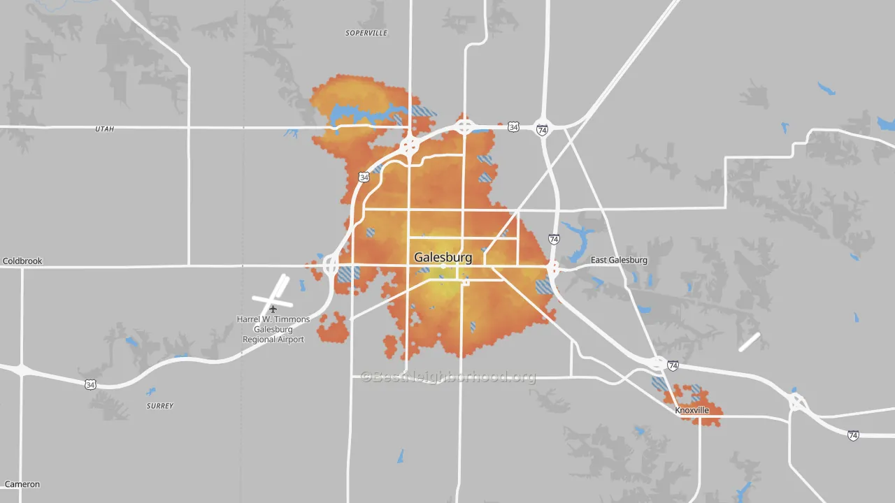 Bike Grade map of Galesburg, IL
