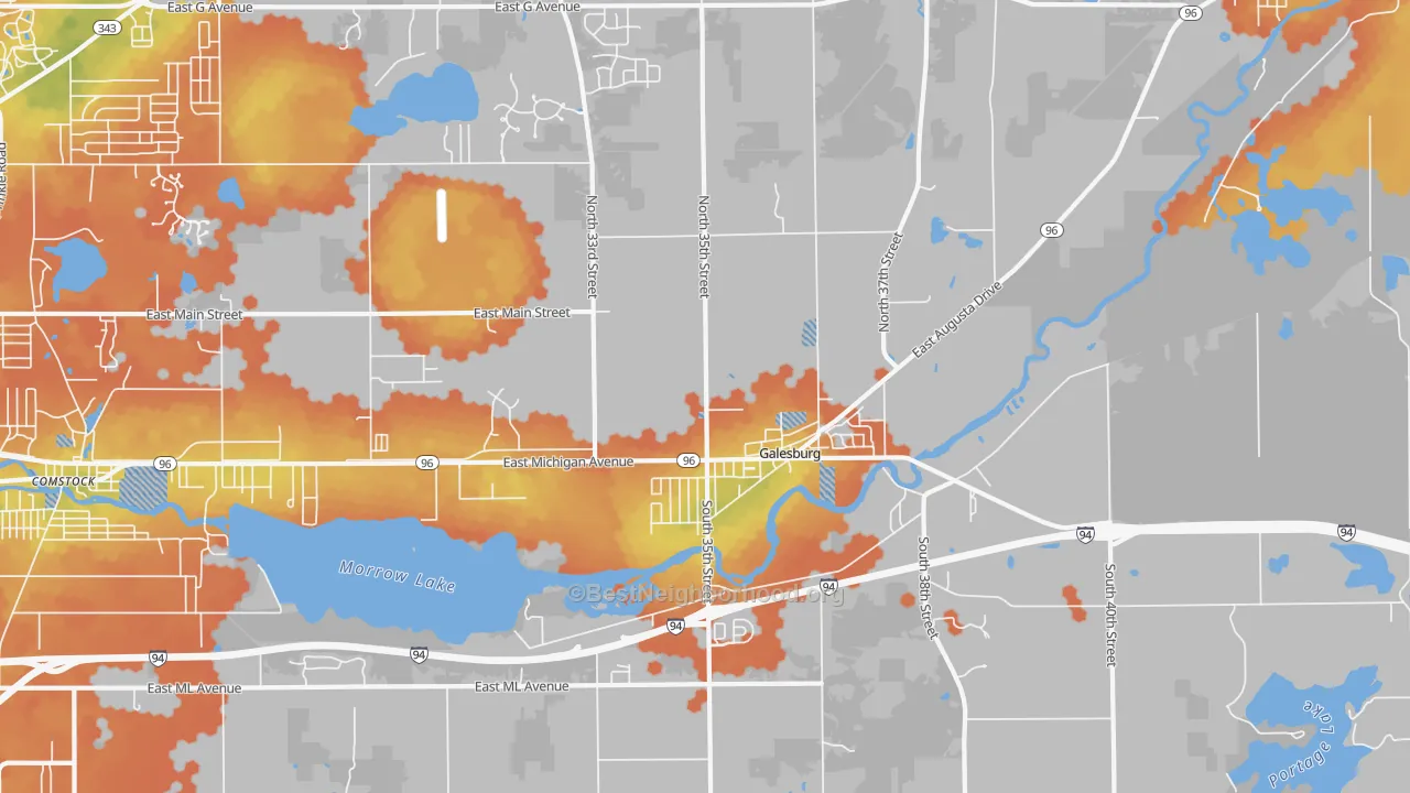Bike Grade map of Galesburg, MI