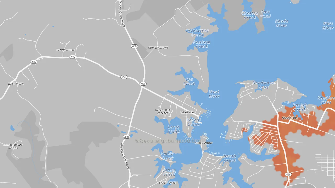 Bike Grade map of Galesville, MD