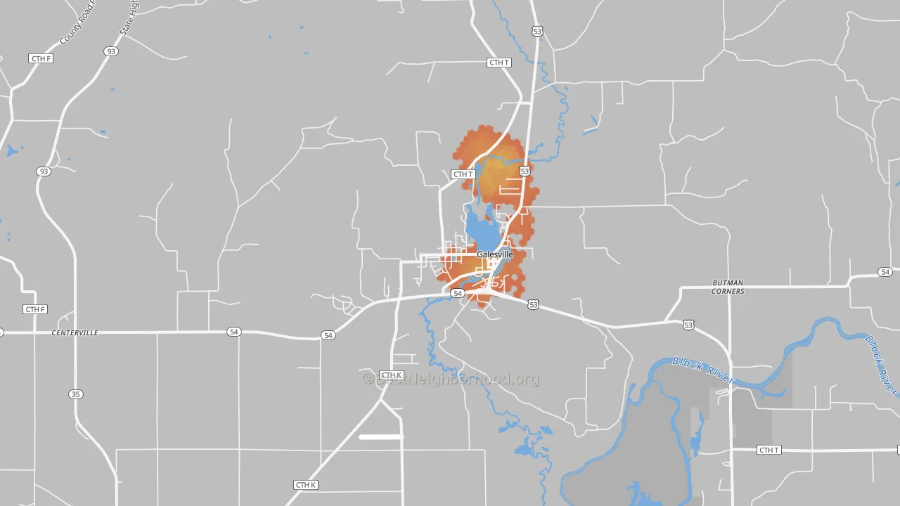 Bike Grade map of Galesville, WI