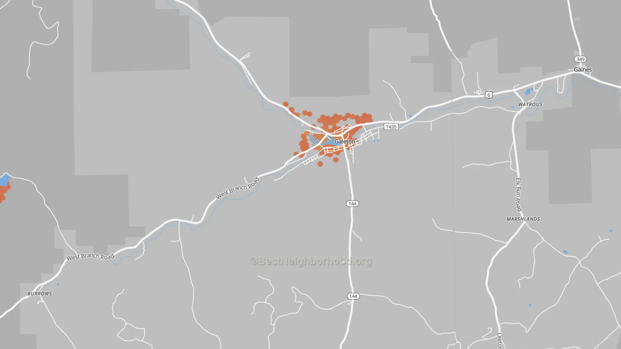 Bike Grade map of Galeton, PA