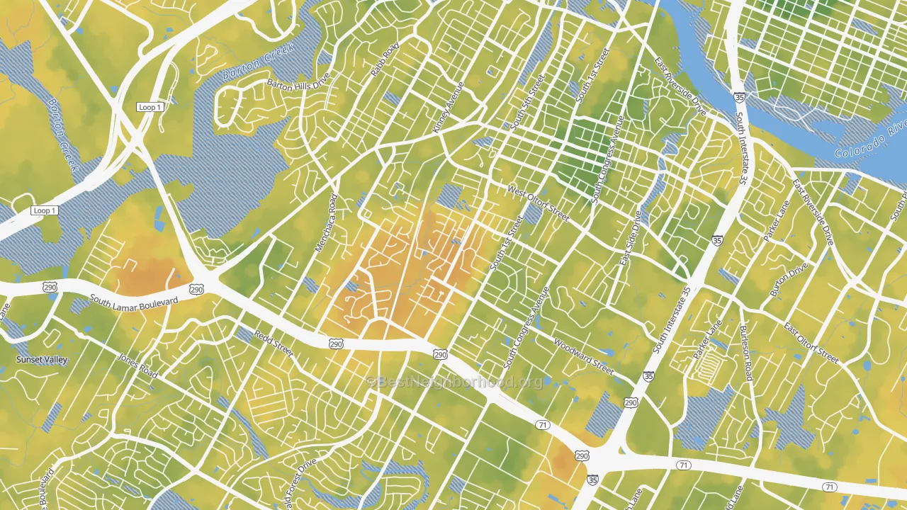 Bike Grade map of Galindo, Austin, TX