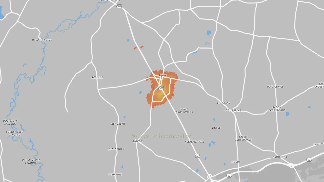 Bike Grade map of Galivants Ferry, SC