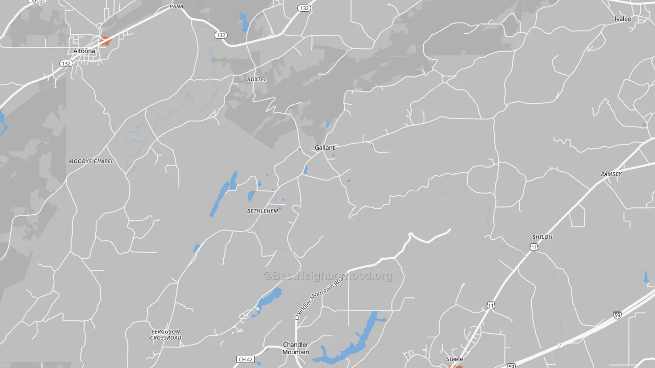 Bike Grade map of Gallant, AL
