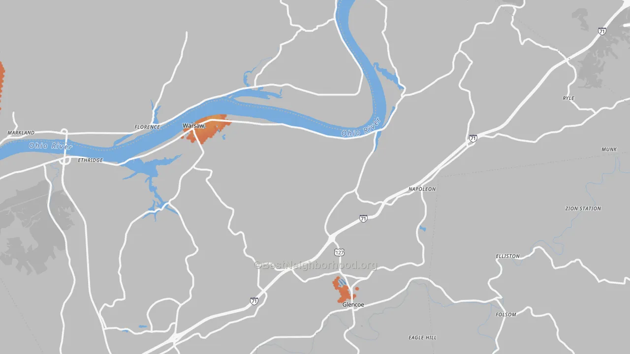 Bike Grade map of Gallatin County, KY