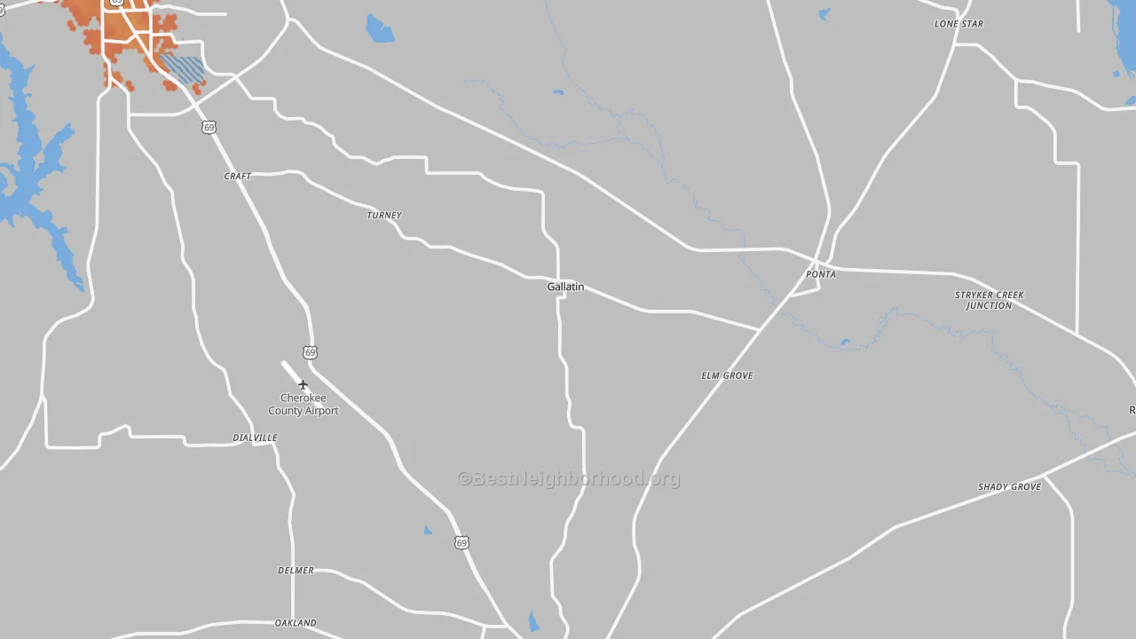 Bike Grade map of Gallatin, TX