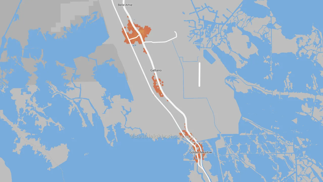 Bike Grade map of Galliano, LA