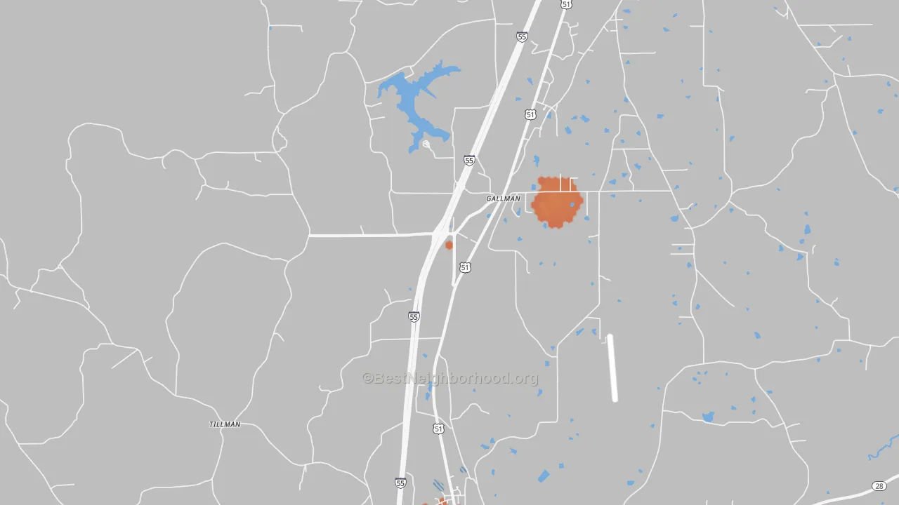 Bike Grade map of Gallman, MS