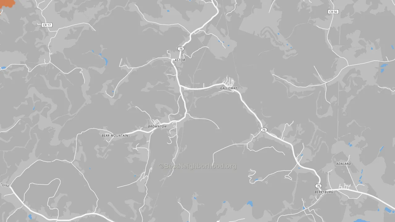 Bike Grade map of Galloway, WV