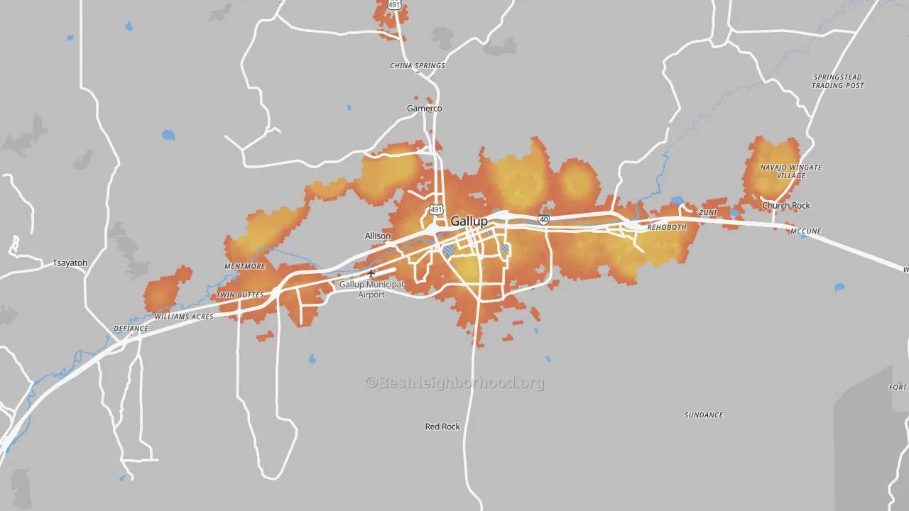 Bike Grade map of Gallup, NM
