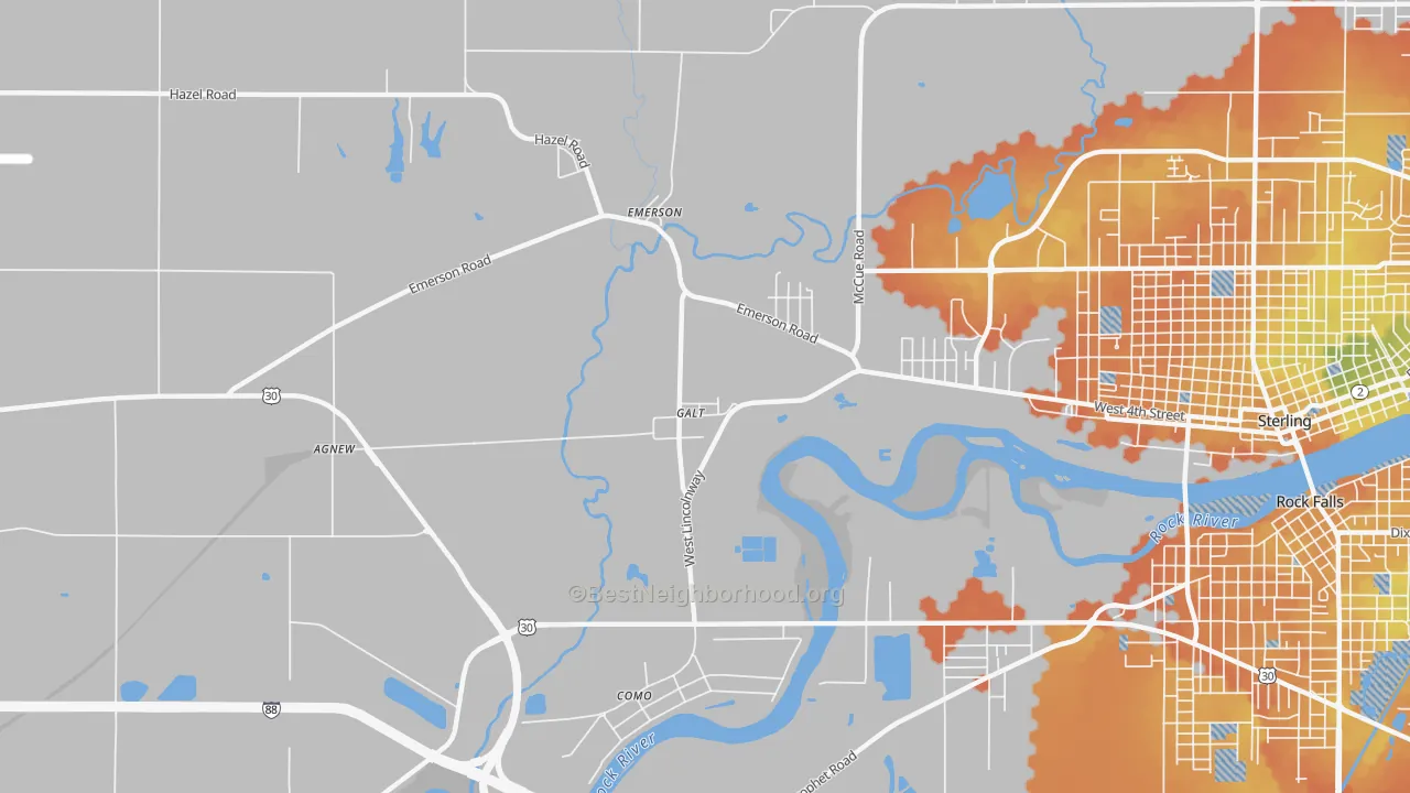 Bike Grade map of Galt, IL