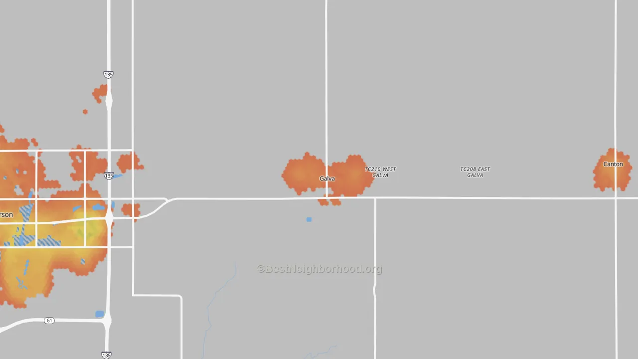 Bike Grade map of Galva, KS