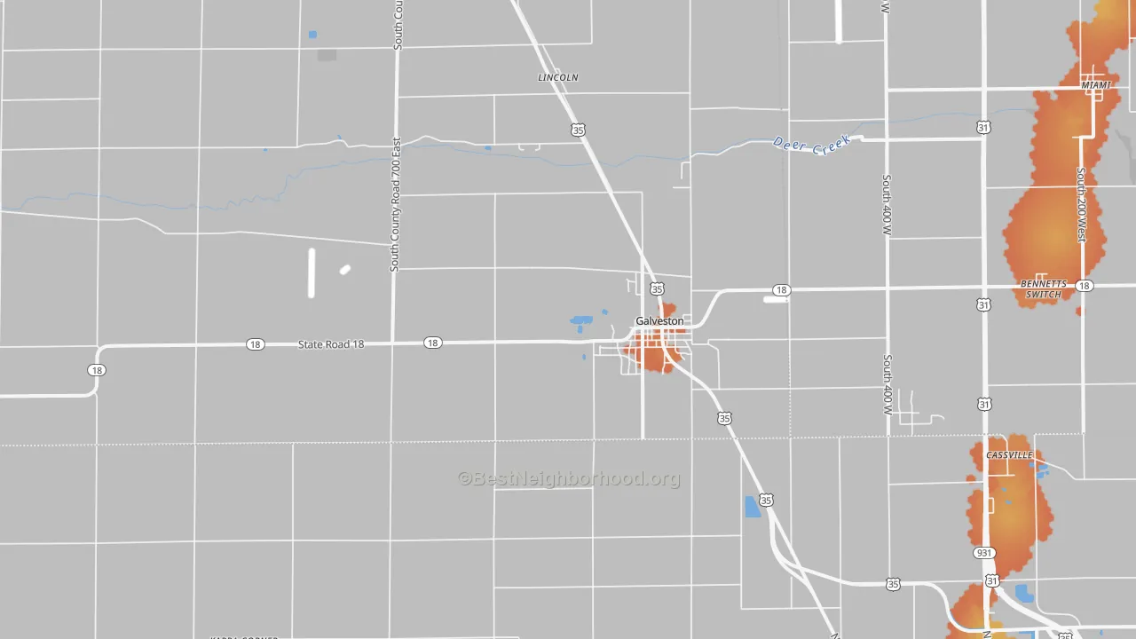 Bike Grade map of Galveston, IN
