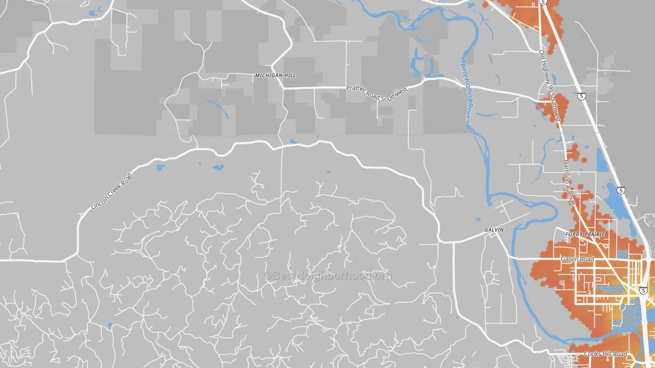 Bike Grade map of Galvin, WA