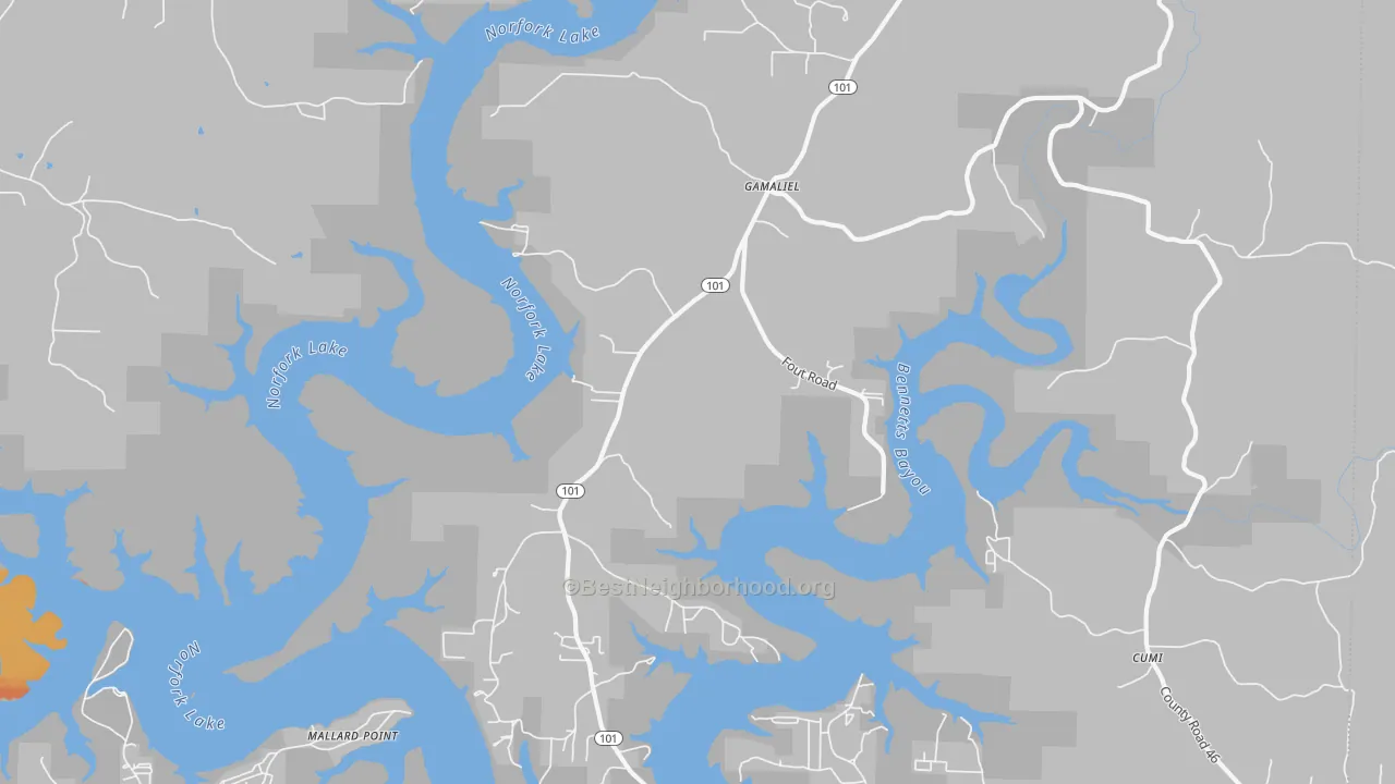 Bike Grade map of Gamaliel, AR