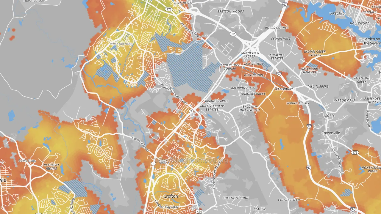 Bike Grade map of Gambrills, MD