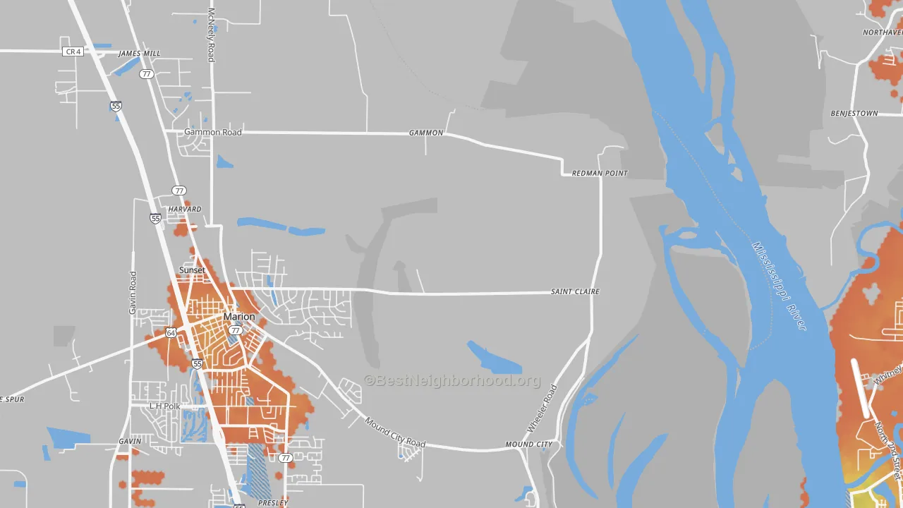 Bike Grade map of Gammon, AR
