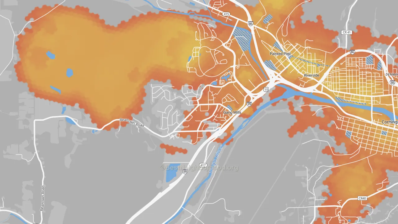 Bike Grade map of Gang Mills, NY