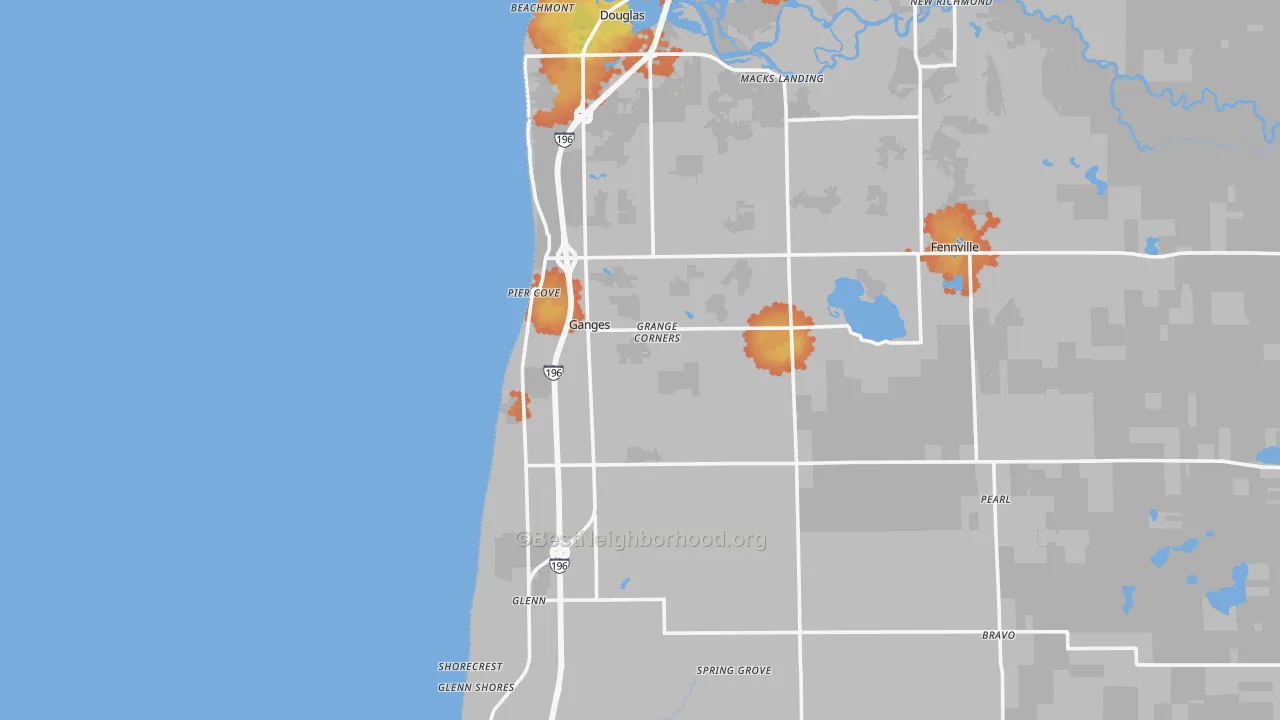 Bike Grade map of Ganges, MI