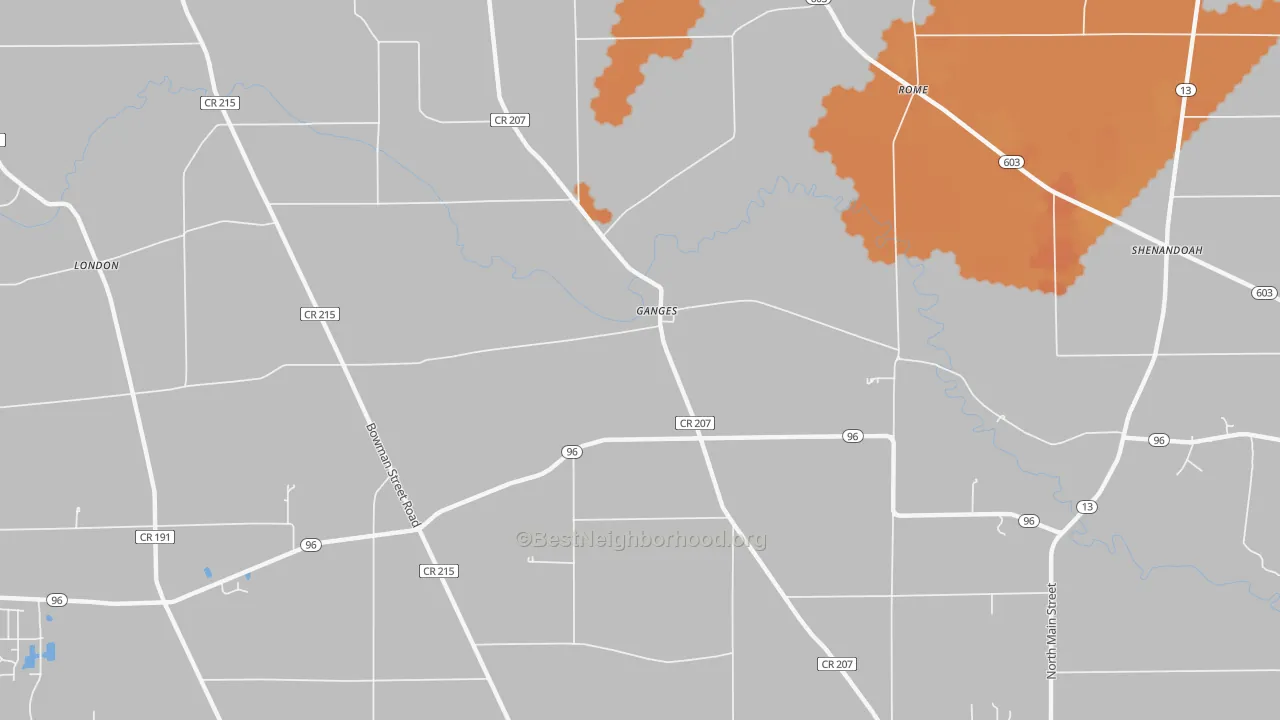 Bike Grade map of Ganges, OH