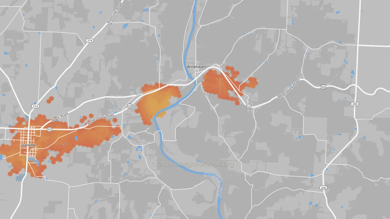 Bike Grade map of Gann, OH
