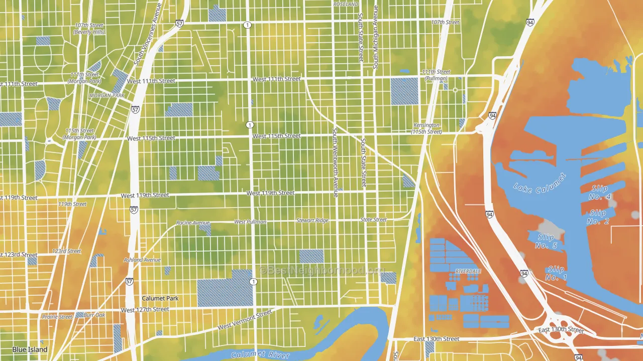 Bike Grade map of Gano, Chicago, IL