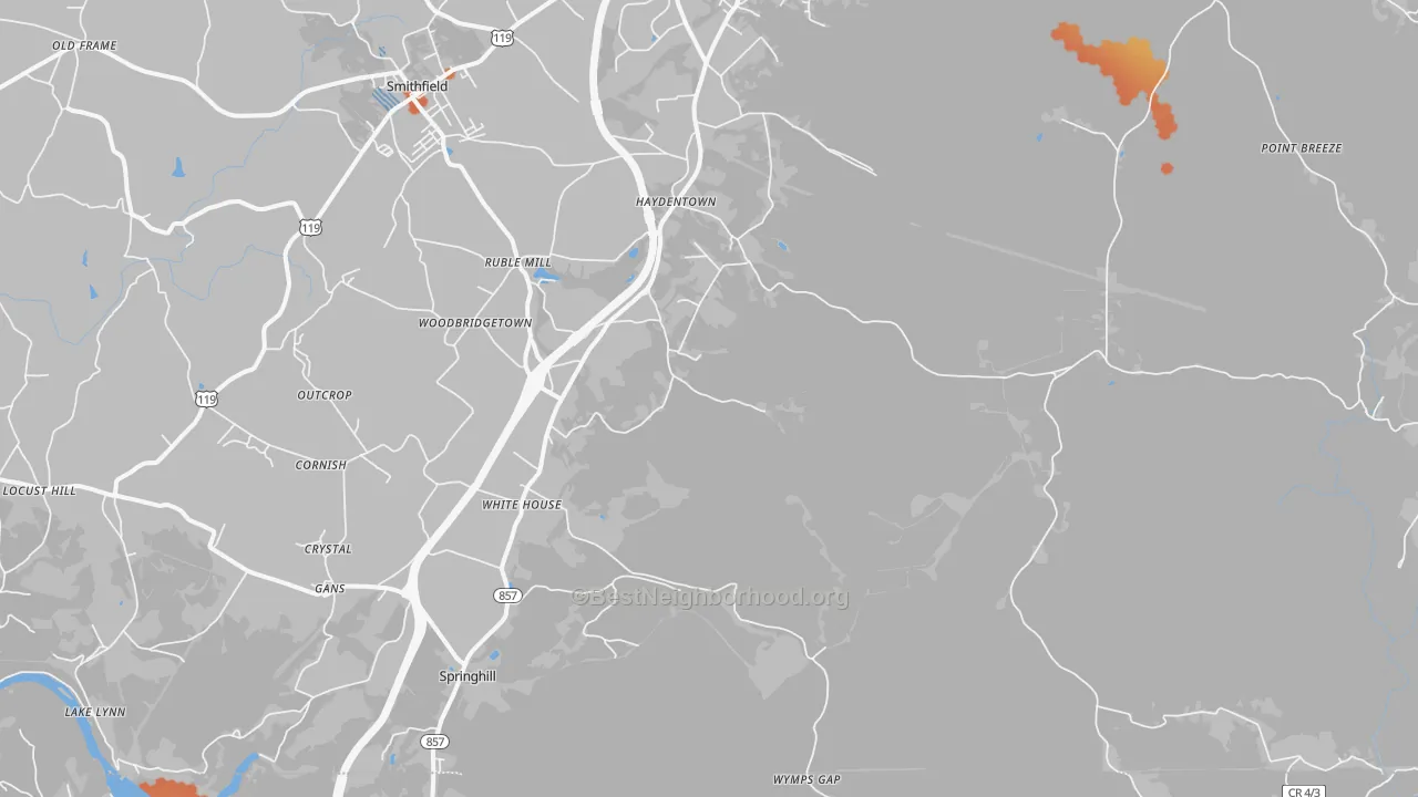 Bike Grade map of Gans, PA