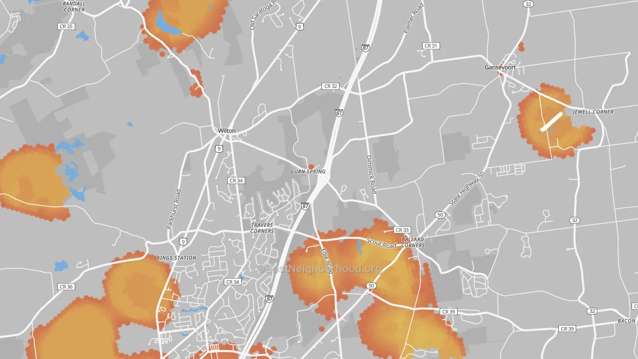 Bike Grade map of Gansevoort, NY
