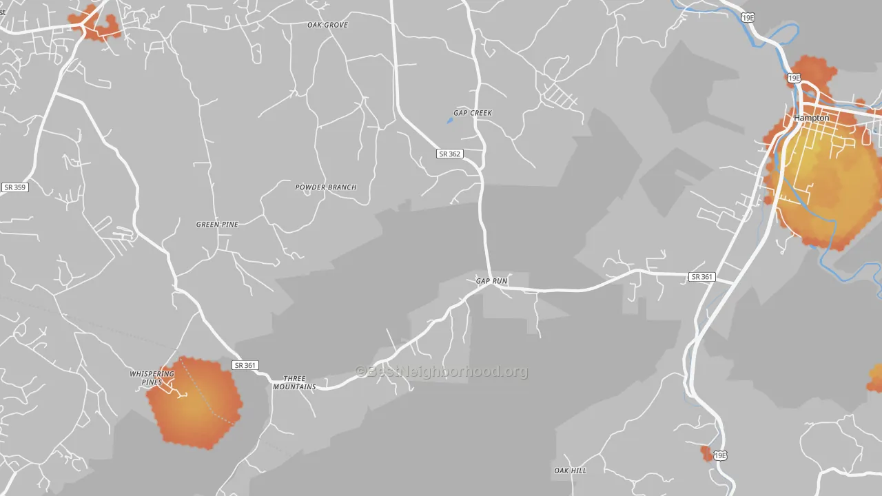 Bike Grade map of Gap Creek, TN