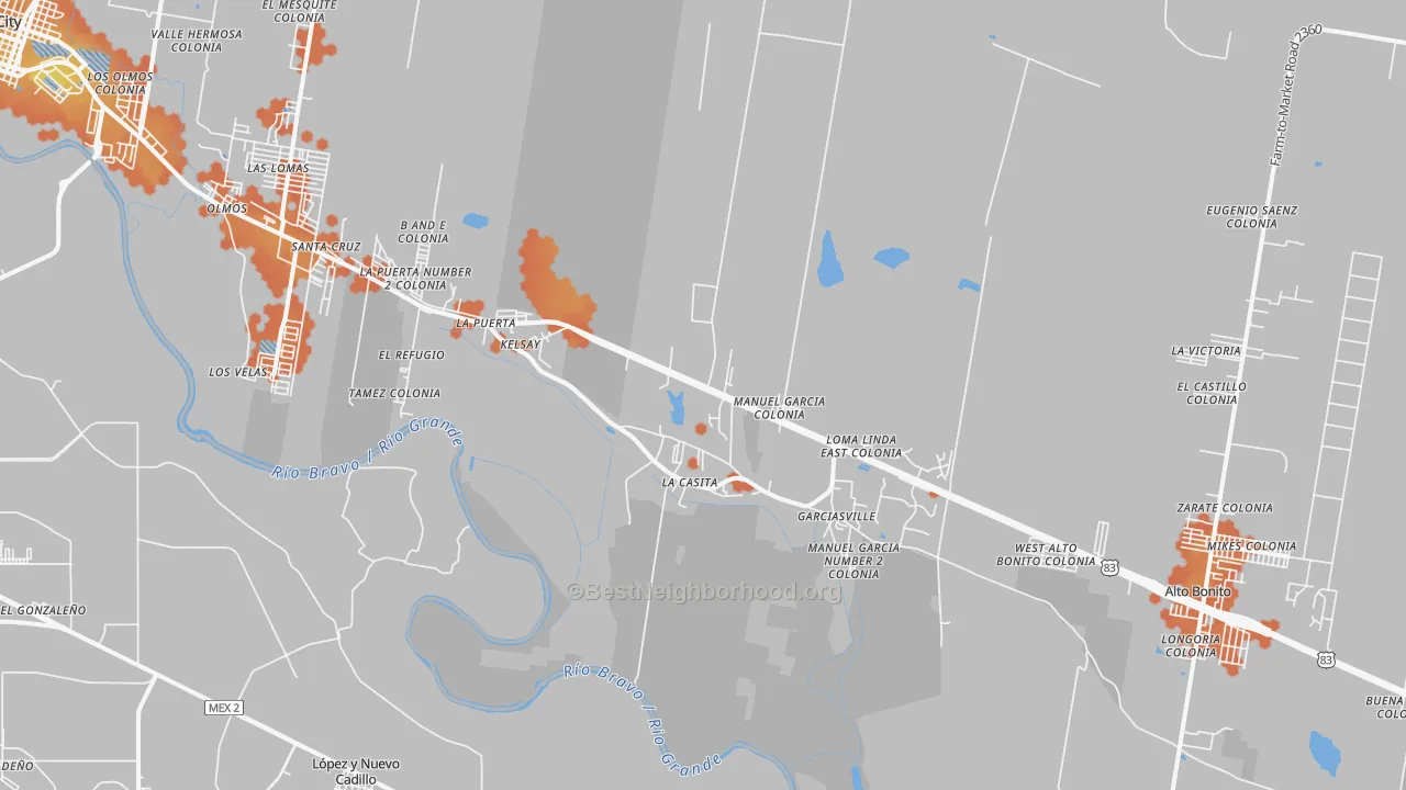 Bike Grade map of Garciasville, TX