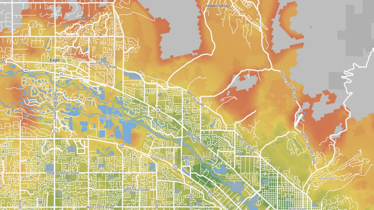 Bike Grade map of Garden City, ID