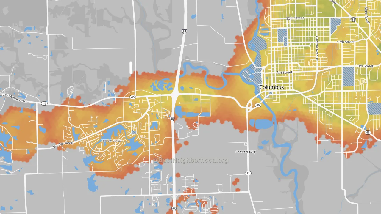 Bike Grade map of Garden City, IN