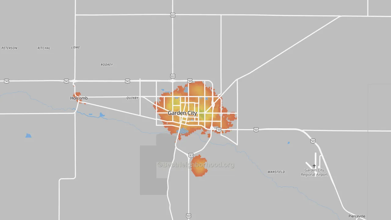 Bike Grade map of Garden City, KS