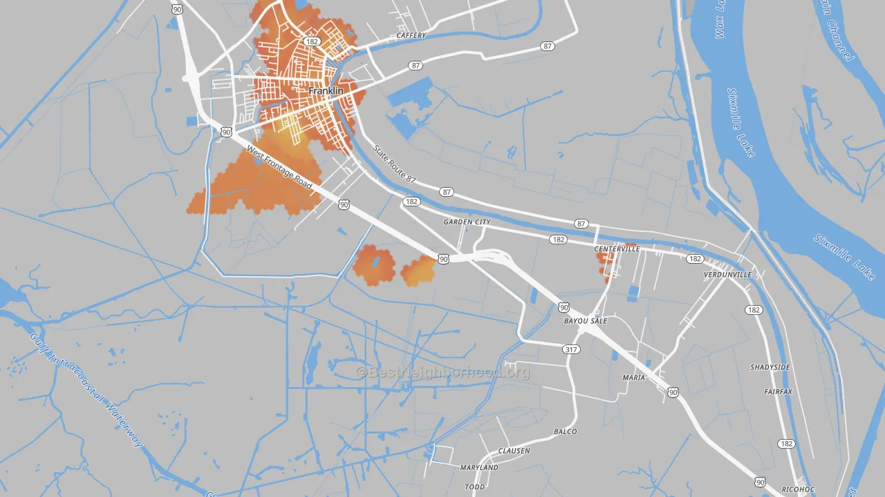 Bike Grade map of Garden City, LA