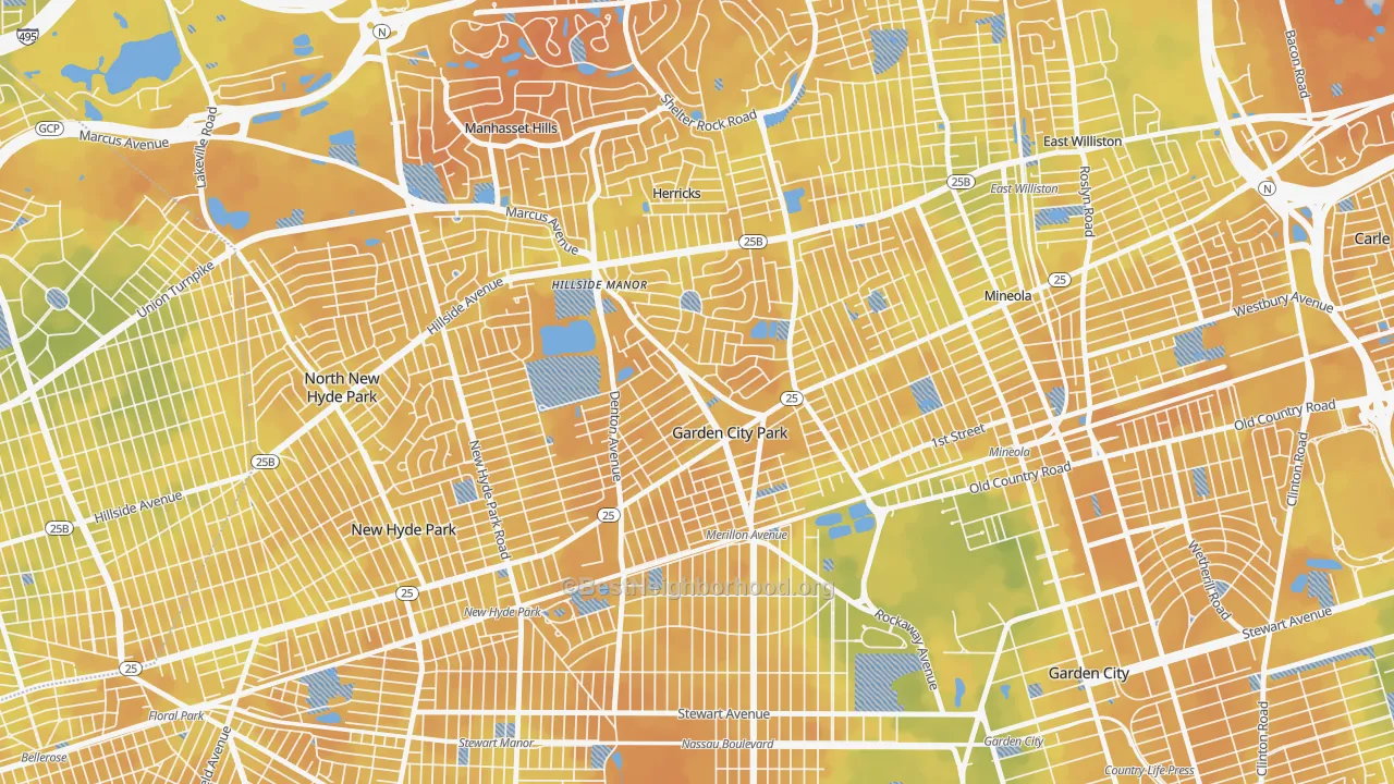 Bike Grade map of Garden City Park, NY
