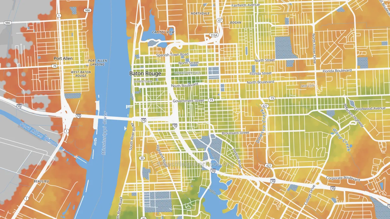 Bike Grade map of Garden District, Baton Rouge, LA